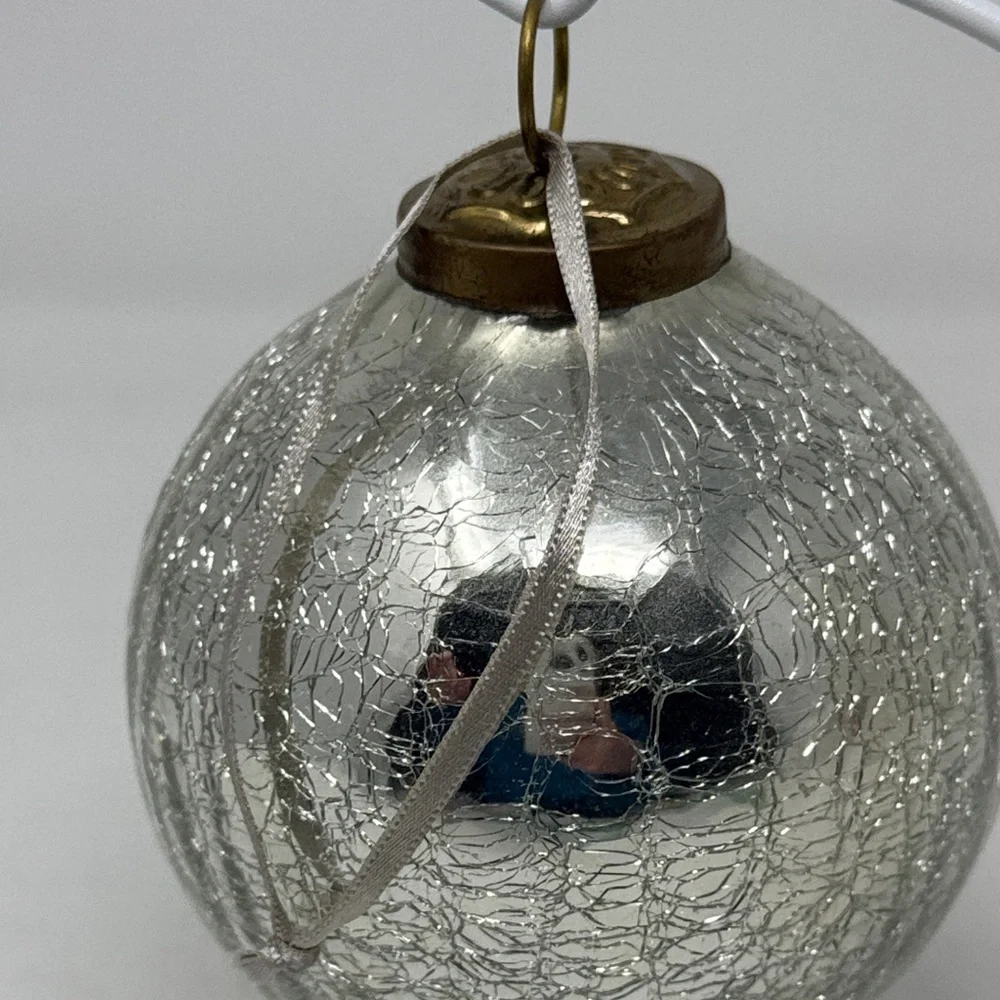 RESTORATION HARWARE KUGEL STYLE MERCURY GLASS CHRISTMAS ORNAMENT MIRROR